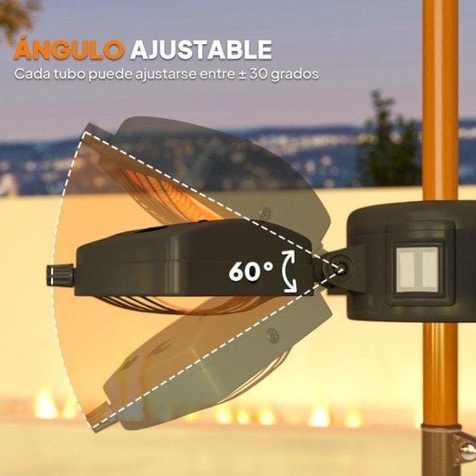 Estufa Elétrica de Infravermelhos para Exterior Outsunny 842-414V90BK 2400W com 3 Níveis de Calor