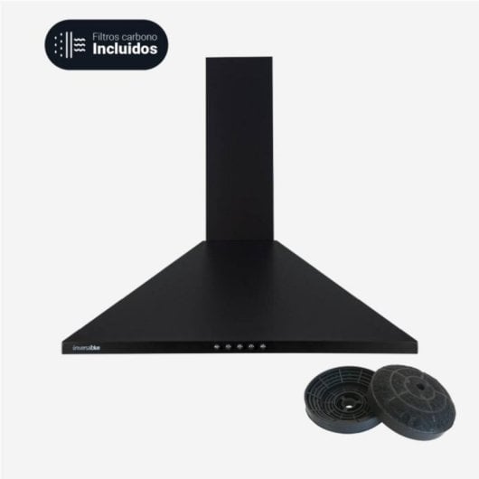 Campana extractora Everest 7060B Piramidal 60 cm negro con filtros y control mecánico