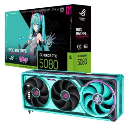 Tarjeta Gráfica ASUS ROG Astral RTX 5080 16GB GDDR7 OC Hatsune Miku Reflex 2 RTX AI DLSS4