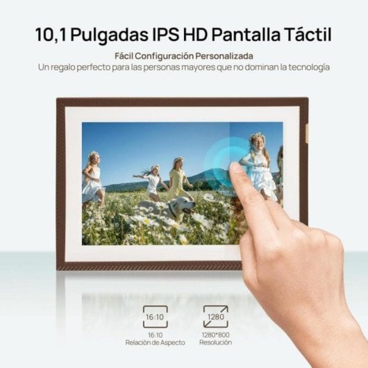 Marco de fotos digital Arzopa 10,1" IPS Táctil Wi-Fi Nube Ilimitada Multicuenta