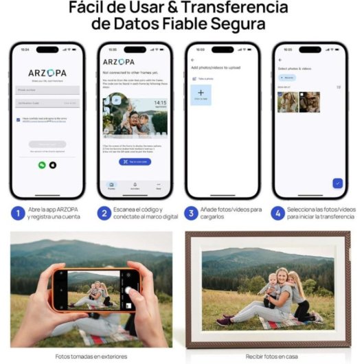 Marco de fotos digital Arzopa 10,1" IPS Táctil Wi-Fi Nube Ilimitada Multicuenta
