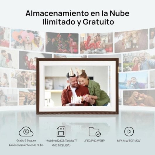 Marco de fotos digital Arzopa 10,1" IPS Táctil Wi-Fi Nube Ilimitada Multicuenta