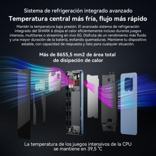 Smartphone Blackview SHARK 6 4GB 128GB 6.88" 120Hz Dual SIM 5G Carga Rápida 18W Android 15 Negro