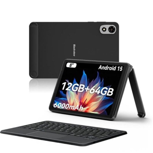 Tablet Blackview Zeno 1 8" HD 90Hz 4GB 64GB WiFi/4G 6000mAh Android 15 Negra + Teclado Bluetooth