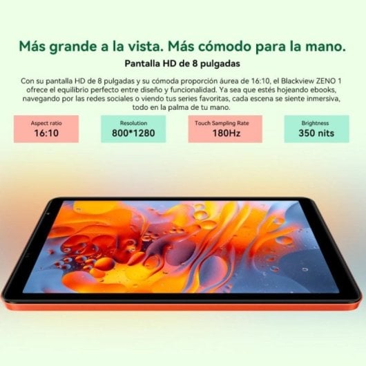 Tablet Blackview Zeno 1 8" HD 90Hz 4GB 64GB WiFi/4G 6000mAh Android 15 Naranja + Teclado Bluetooth