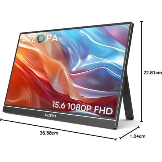 ARZOPA AR-A1-P Monitor Portátil 15,6" FullHD 60Hz IPS Ultra-fino com Suporte Integrado