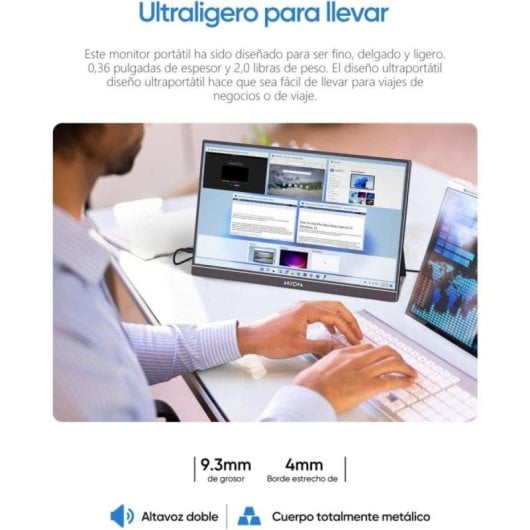 ARZOPA AR-A1M-P Monitor Ultra-fino Portátil 17.3" FullHD 1080P 60Hz IPS HDR Altifalantes