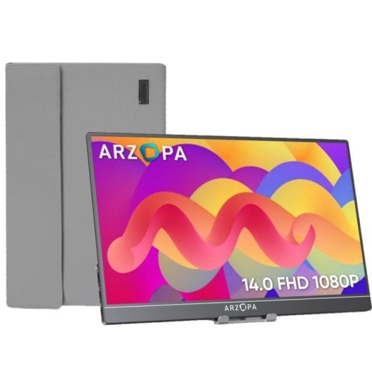 ARZOPA AR-AIGAM-S-P Monitor Portátil 14" FHD 60Hz IPS HDR com Altifalantes Duplos, USB-C/HDMI/MiniDP