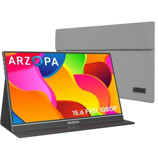 Moniteur ARZOPA 15,6" Full HD 1080p 60Hz IPS HDR USB-C HDMI Ultra-fin Haut-parleurs