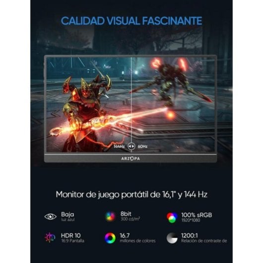 Moniteur ARZOPA 17,3" FullHD IPS HDR Portable Support Haut-parleurs HDMI USB-C
