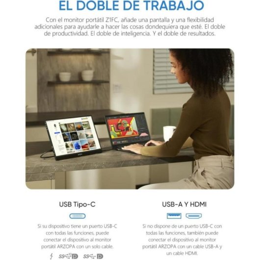 Moniteur ARZOPA 17,3" FullHD IPS HDR Portable Support Haut-parleurs HDMI USB-C