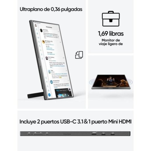 ARZOPA AR-Z1C-P Monitor 16.1" FullHD 60Hz IPS HDR 100% sRGB Freesync com Altifalantes