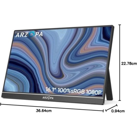 ARZOPA AR-Z1C-P Monitor 16.1" FullHD 60Hz IPS HDR 100% sRGB Freesync com Altifalantes