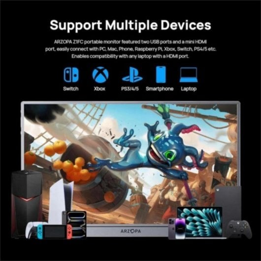 Arzopa ARZ1FCG Monitor Portátil 16.1" FullHD 144Hz IPS sRGB 106% em Alumínio com USB-C e Mini-HDMI