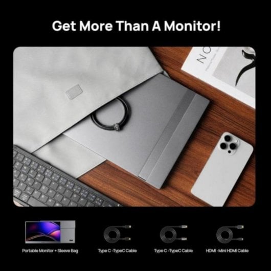 Arzopa ARZ1FCG Monitor Portátil 16.1" FullHD 144Hz IPS sRGB 106% em Alumínio com USB-C e Mini-HDMI