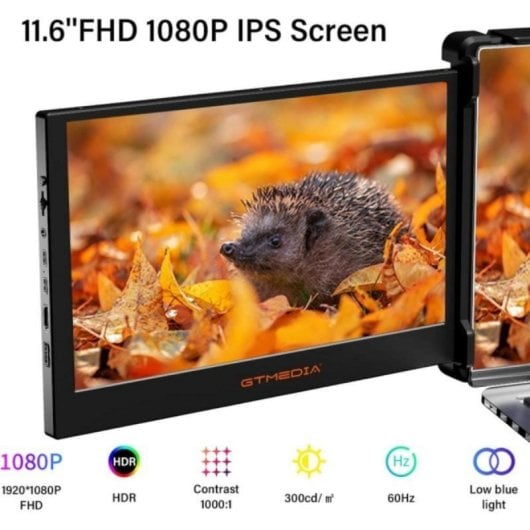 GTMEDIA GTMMATEX Monitor 11,6" FullHD 60Hz IPS Plug & Play com Altifalantes Integrados e Rotação 195°
