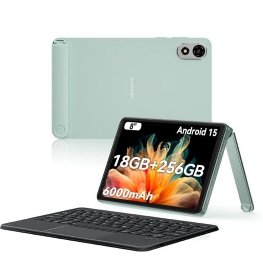 Tablet Blackview Zeno 1 8" HD 90Hz 6GB 256GB WiFi/4G 6000mAh Android 15 Verde + Teclado Bluetooth
