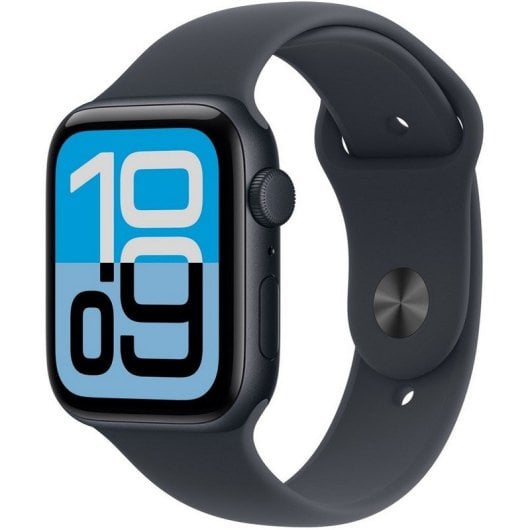 Apple Watch SE 3 GPS 44 mm, boîtier en aluminium Midnight avec bracelet sport Midnight S/M