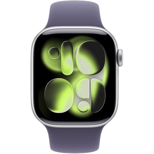 Apple Watch Series 11 GPS Caixa 42mm Alumínio Prateado com Bracelete Desportiva Roxo Névoa S/M