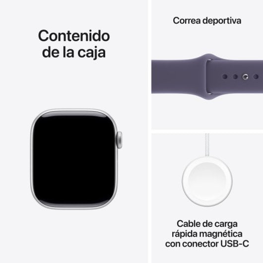 Apple Watch Series 11 GPS 42mm Caja de Aluminio Plata con Correa Deportiva Niebla Lila S/M
