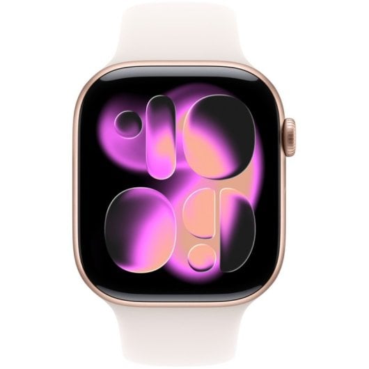 Apple Watch Series 11 GPS Caixa 46mm Alumínio Rosa‑Dourado com Bracelete Desportiva Rosa Leve S/M