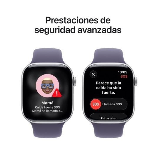 Apple Watch Series 11 GPS 46mm Caja de Aluminio Plata con Correa Deportiva Niebla Lila S/M