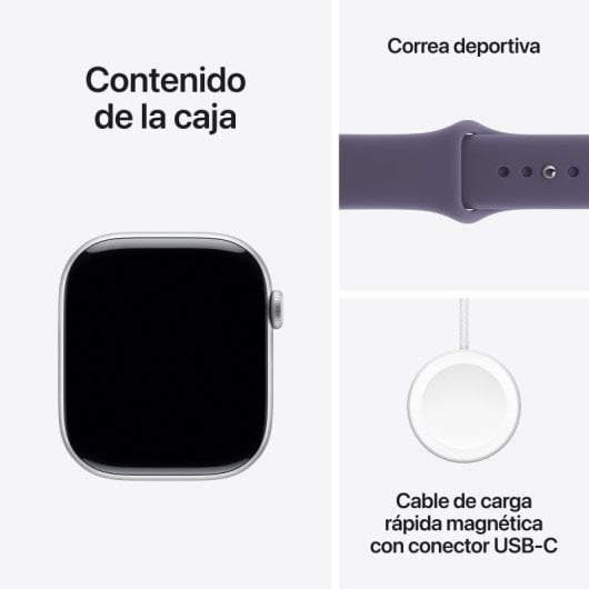 Apple Watch Series 11 GPS 46mm Caja de Aluminio Plata con Correa Deportiva Niebla Lila S/M