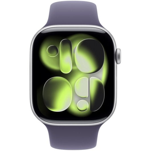 Apple Watch Series 11 GPS Caixa 46mm Alumínio Prateado com Bracelete Desportiva Roxo Névoa M/L