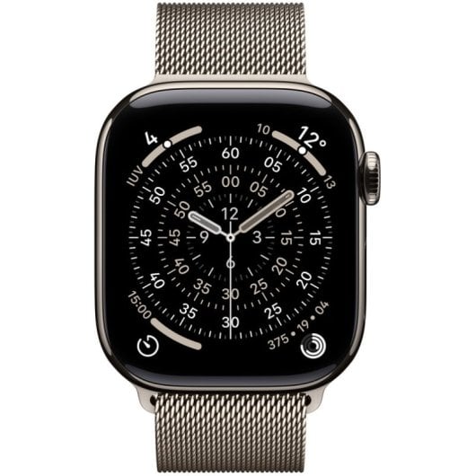 Apple Watch Series 11 GPS + Cellular 42 mm, boîtier en titane naturel avec bracelet milanais naturel