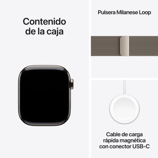 Apple Watch Series 11 GPS + Cellular 42mm Caja de Titanio Natural con Pulsera Milanese Loop Natural