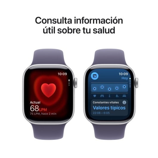 Apple Watch Series 11 GPS + Cellular 46mm Caja Aluminio Plata con Correa Deportiva Niebla Lila M/L