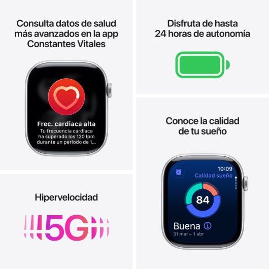 Apple Watch Series 11 GPS + Cellular 46mm OLED Titanio Natural Cinzento M/L 5G IP6X SpO2 Pulsómetro Sono SOS
