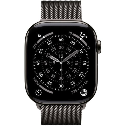 Apple Watch Series 11 GPS + Cellular 46 mm, boîtier en titane ardoise avec boucle milanaise, ardoise M/L