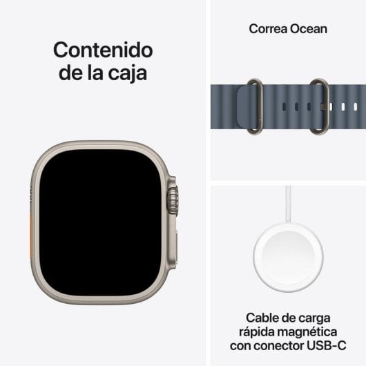 Apple Watch Ultra 3 GPS + Cellular 49 mm, boîtier en titane naturel et bracelet bleu océan