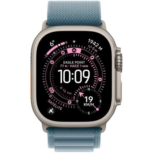 Apple Watch Ultra 3 GPS + Cellular 49 mm Boîtier en titane naturel Boucle alpine Bleu clair Moyen