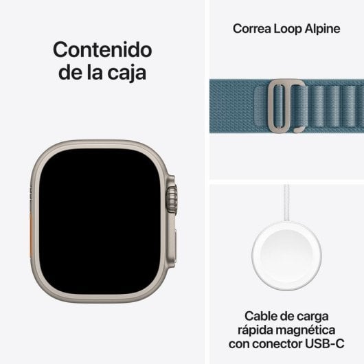 Apple Watch Ultra 3 GPS + Cellular 49 mm Boîtier en titane naturel Boucle alpine Bleu clair Moyen