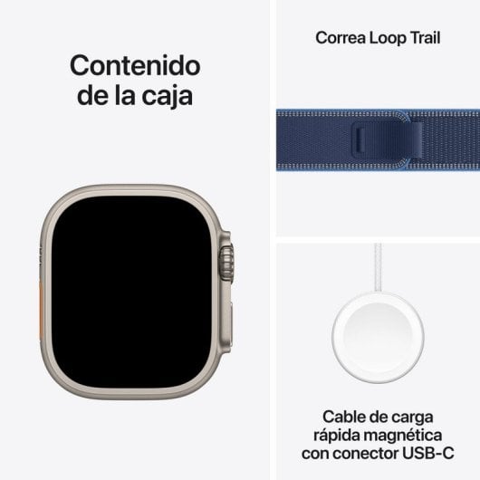 Apple Watch Ultra 3 GPS + Cellular 49 mm Boucle en titane naturel Bleu Trail/Bleu brillant M/L