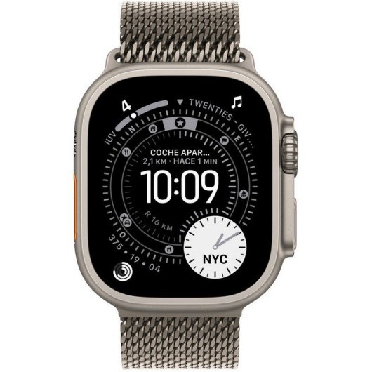Apple Watch Ultra 3 GPS+Cellular 49mm Bracciale in titanio naturale con cinturino in maglia milanese, titanio naturale, piccolo