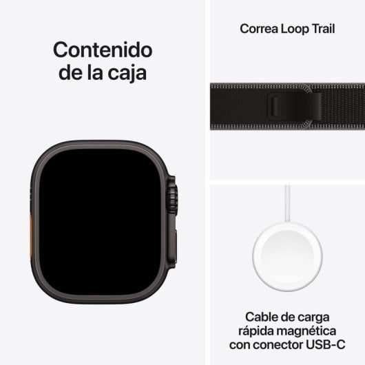 Apple Watch Ultra 3 GPS + Cellular 49 mm, boîtier en titane noir avec boucle Trail noire/anthracite, taille S/M