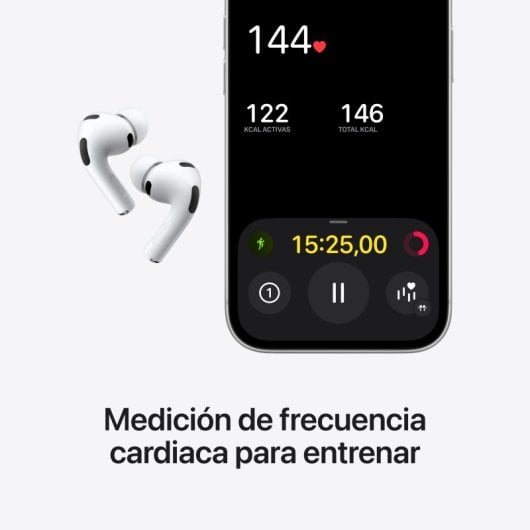 Écouteurs Apple sans fil Bluetooth avec réduction de bruit, micro et capteur cardiaque, blanc
