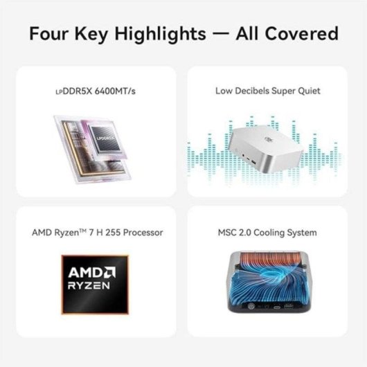 Mini PC Beelink SER9 AMD Ryzen 7 H255 32GB 1TB SSD Radeon 780M Windows 11 Pro