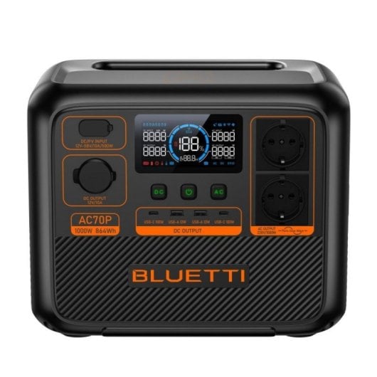 Bluetti AC70P 864 Wh LiFePO4 1000 W Estação de energia portátil de elevação de energia