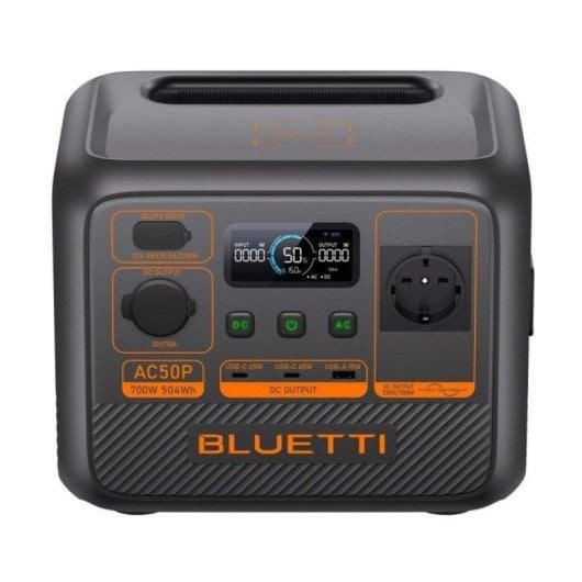 Estación de energía portátil Bluetti AC50P 504 Wh LiFePO4 700 W Black Orange LCD