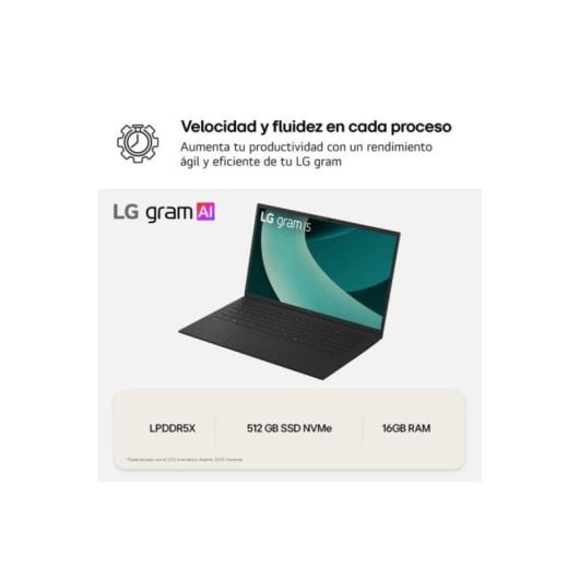 Portatil LG Gram 15ZD80T-G.AX55B 15.6" AMD Ryzen AI 5 16GB 512GB SSD Negro Ultra ligero