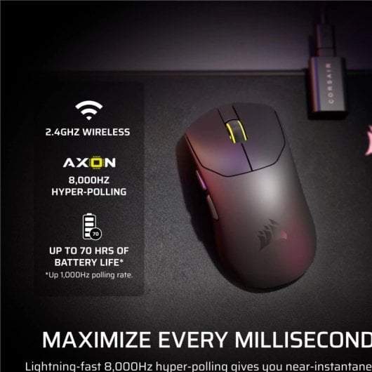 Corsair Sabre v2 Pro Ultraleichte kabellose Maus, 33000 DPI, 8000 Hz, Schwarz, 36 g, 70 Stunden Akkulaufzeit