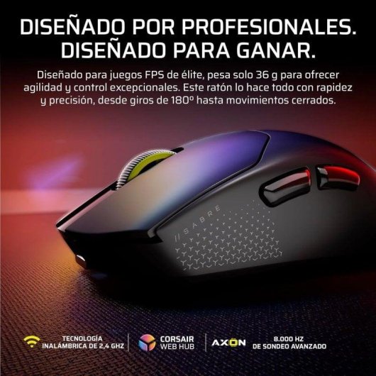 Ratón Corsair Sabre v2 Pro Ultralight Wireless 33000DPI 8000Hz Bianco Leggero