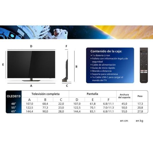 Philips 48OLED819 48" OLED UltraHD 4K HDR10+ Adaptive + Philips TAB5309 Barra de Sonido