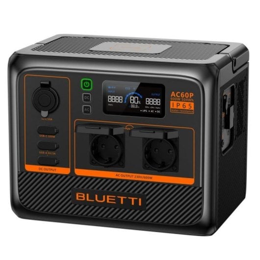 Station d energie portable Bluetti AC60P LiFePO4 504 Wh 600 W IP65 Noir