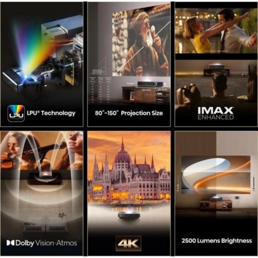 Projecteur Hisense PT1 UHD 4K 2500 Lumens 150" Laser DLP Smart TV Dolby Atmos 3D