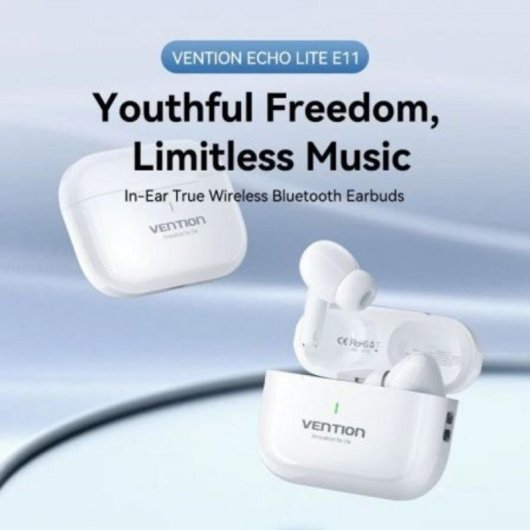 Auriculares Vention inalámbricos Bluetooth 5.4 blancos con estuche de carga e IPX4